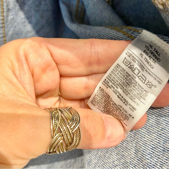 Upcycled patchwork denim rustic boho jacket w southwestern hippy vibe - Picture 15 of 16